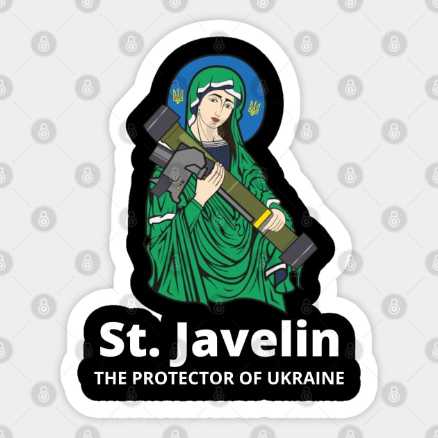 Saint Javelin The Protector of Ukraine Ukrainian Flag Sticker by BestCatty 